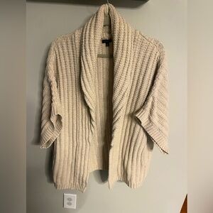 Talbots chunky knit cardigan shrug, pockets, creamy color, great condition, S